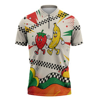 Support Your Fruity Friends Love Wins Gay Pride Zipper Polo Shirt LGBTQ Retro 30s Cartoon Checkered
