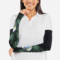 Federated States Of Micronesia Arm Sleeves FSM Tropical Monstera Leaf Dark Tribal Pattern