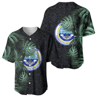 Federated States Of Micronesia Baseball Jersey FSM Tropical Monstera Leaf Dark Tribal Pattern