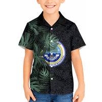 Federated States Of Micronesia Hawaiian Shirt FSM Tropical Monstera Leaf Dark Tribal Pattern