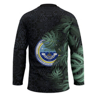 Federated States Of Micronesia Hockey Jersey FSM Tropical Monstera Leaf Dark Tribal Pattern