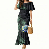 Federated States Of Micronesia Mermaid Dress FSM Tropical Monstera Leaf Dark Tribal Pattern