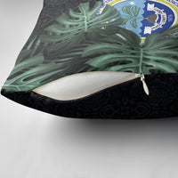 Federated States Of Micronesia Pillow Cover FSM Tropical Monstera Leaf Dark Tribal Pattern