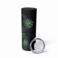 Federated States Of Micronesia Skinny Tumbler FSM Tropical Monstera Leaf Dark Tribal Pattern