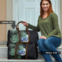 Federated States Of Micronesia Travel Bag FSM Tropical Monstera Leaf Dark Tribal Pattern