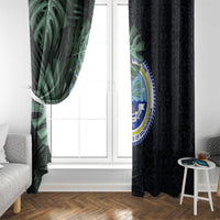 Federated States Of Micronesia Window Curtain FSM Tropical Monstera Leaf Dark Tribal Pattern