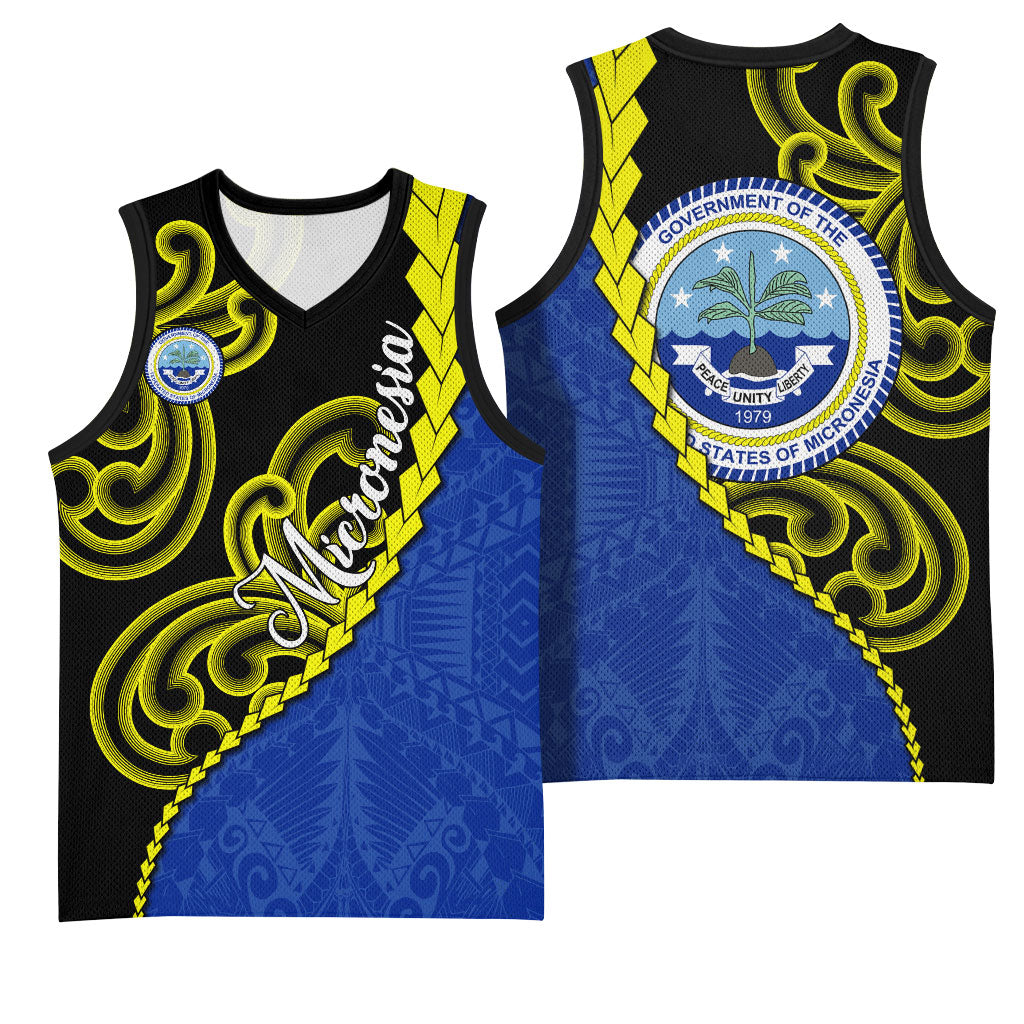 Federated States Of Micronesia FSM Basketball Jersey Pacific Islander Tribal Swirl Geometric Pattern