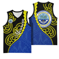 Federated States Of Micronesia FSM Basketball Jersey Pacific Islander Tribal Swirl Geometric Pattern