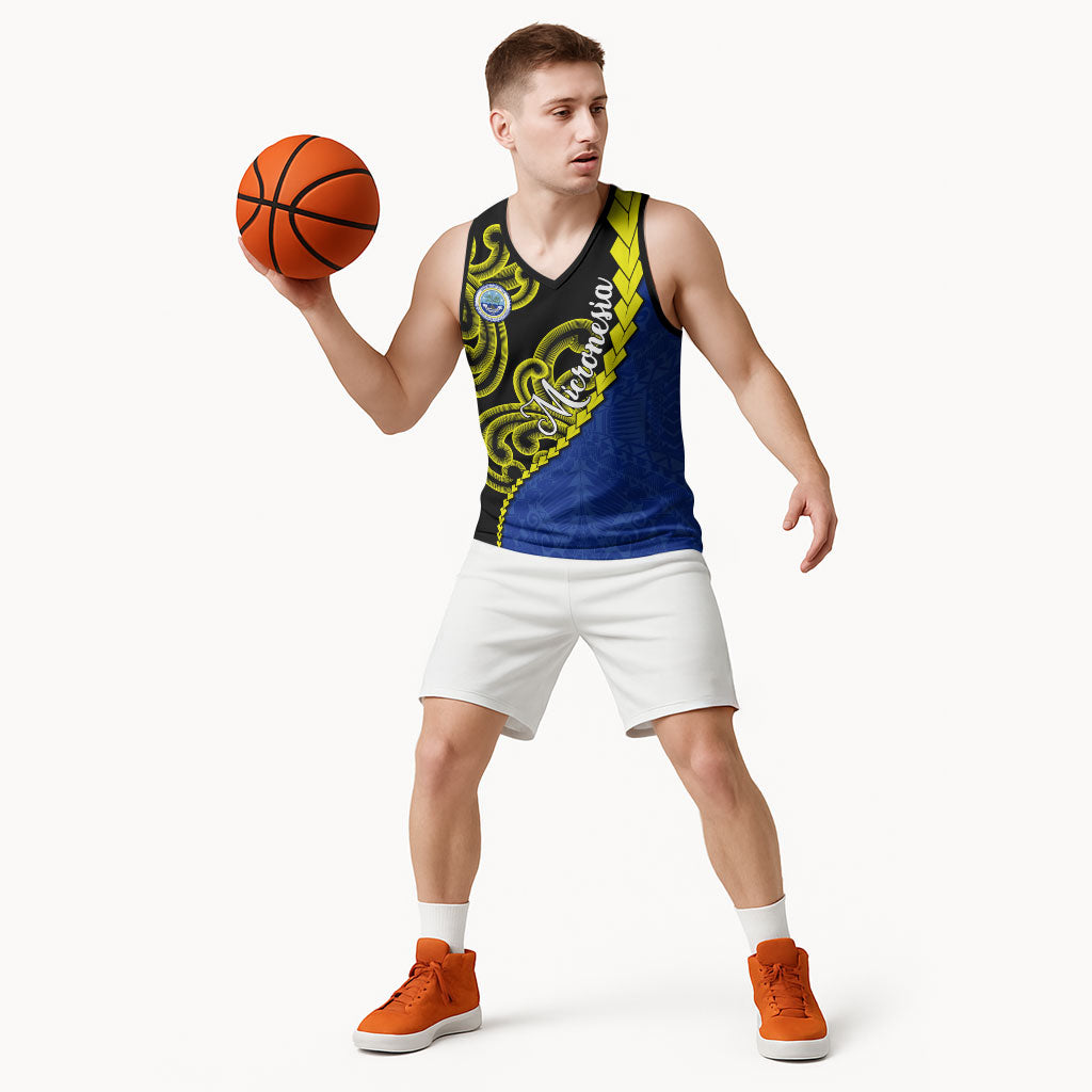 Federated States Of Micronesia FSM Basketball Jersey Pacific Islander Tribal Swirl Geometric Pattern