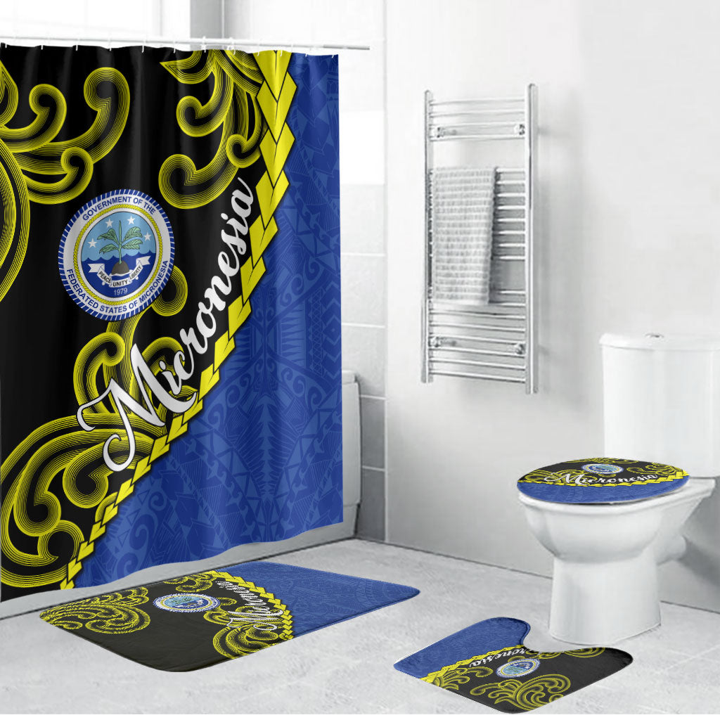 Federated States Of Micronesia FSM Bathroom Set Pacific Islander Tribal Swirl Geometric Pattern