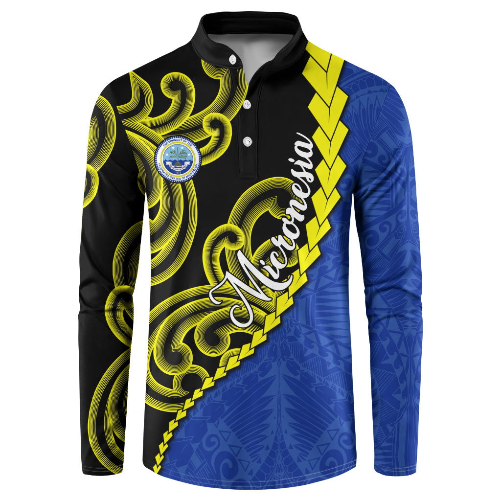 Federated States Of Micronesia FSM Button Sweatshirt Pacific Islander Tribal Swirl Geometric Pattern