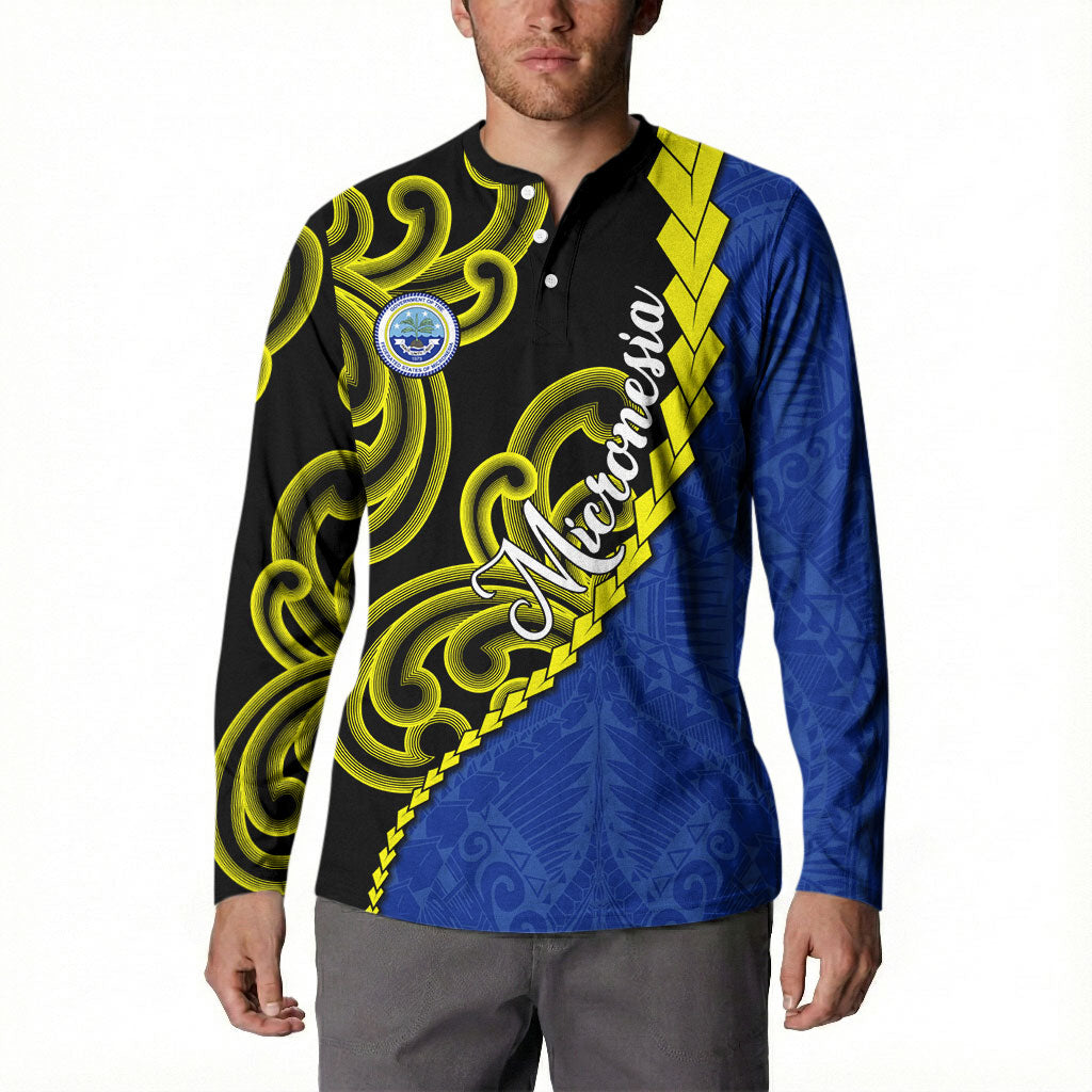 Federated States Of Micronesia FSM Button Sweatshirt Pacific Islander Tribal Swirl Geometric Pattern