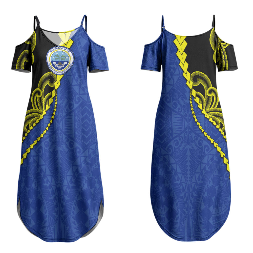 Federated States Of Micronesia FSM Couples Matching Summer Maxi Dress and Long Sleeve Button Shirt Pacific Islander Tribal Swirl Geometric Pattern
