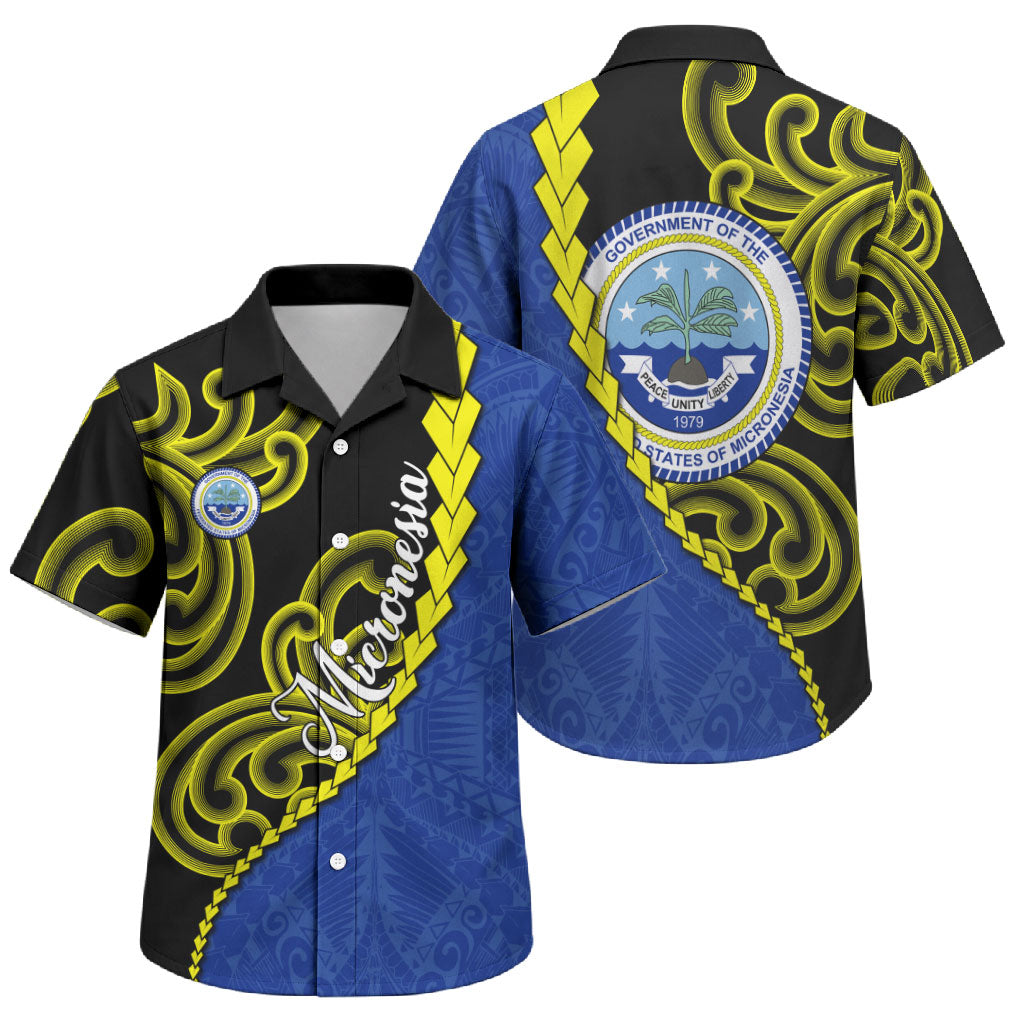 Federated States Of Micronesia FSM Family Matching Short Sleeve Bodycon Dress and Hawaiian Shirt Pacific Islander Tribal Swirl Geometric Pattern