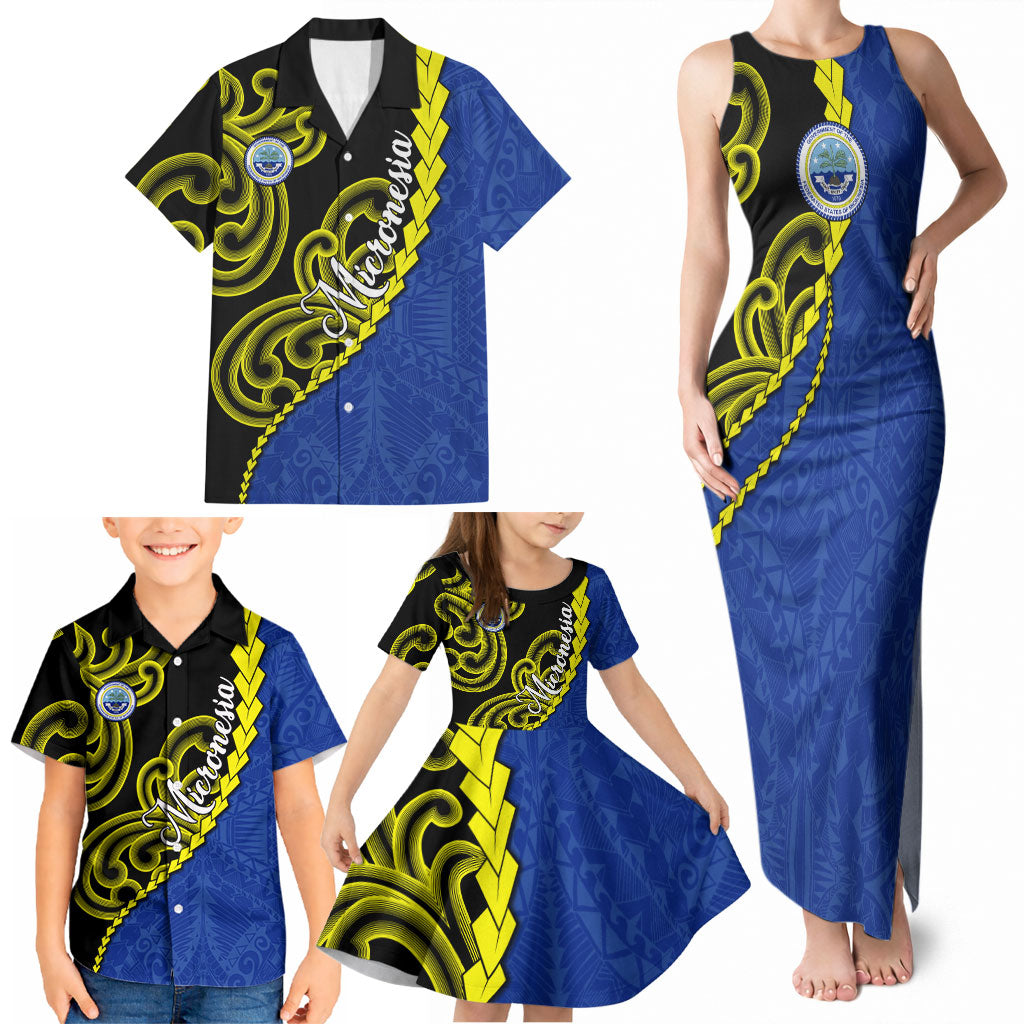 Federated States Of Micronesia FSM Family Matching Tank Maxi Dress and Hawaiian Shirt Pacific Islander Tribal Swirl Geometric Pattern TS04 - Polynesian Pride
