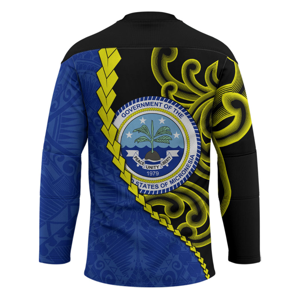 Federated States Of Micronesia FSM Hockey Jersey Pacific Islander Tribal Swirl Geometric Pattern