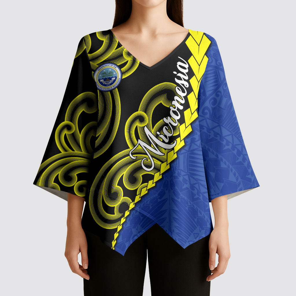 Federated States Of Micronesia FSM Kimono Sleeve Blouse Pacific Islander Tribal Swirl Geometric Pattern