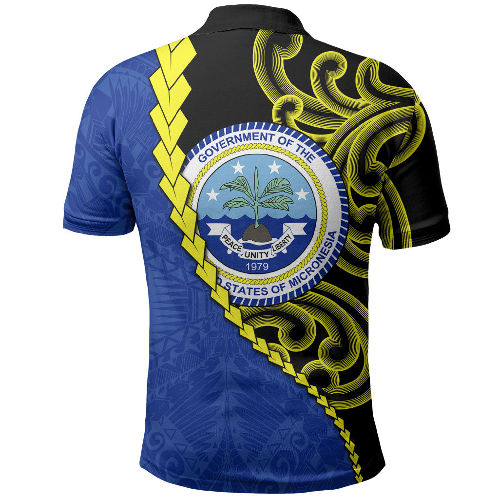 Federated States Of Micronesia FSM Polo Shirt Pacific Islander Tribal Swirl Geometric Pattern