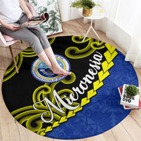 Federated States Of Micronesia FSM Round Carpet Pacific Islander Tribal Swirl Geometric Pattern
