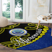 Federated States Of Micronesia FSM Round Carpet Pacific Islander Tribal Swirl Geometric Pattern