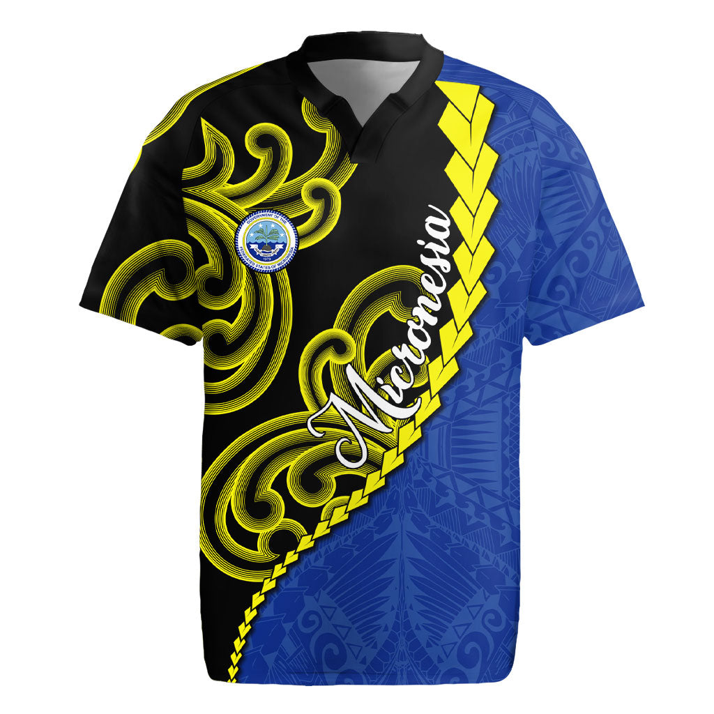 Federated States Of Micronesia FSM Rugby Jersey Pacific Islander Tribal Swirl Geometric Pattern