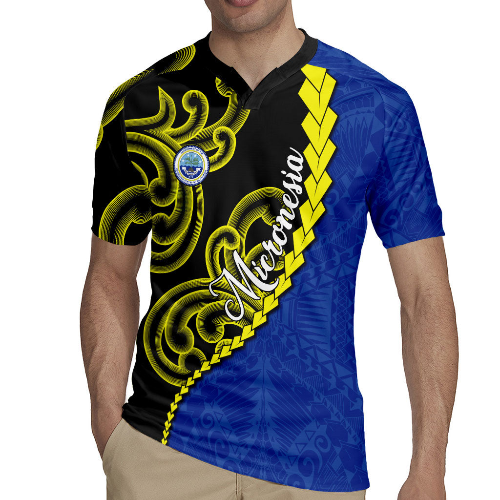 Federated States Of Micronesia FSM Rugby Jersey Pacific Islander Tribal Swirl Geometric Pattern