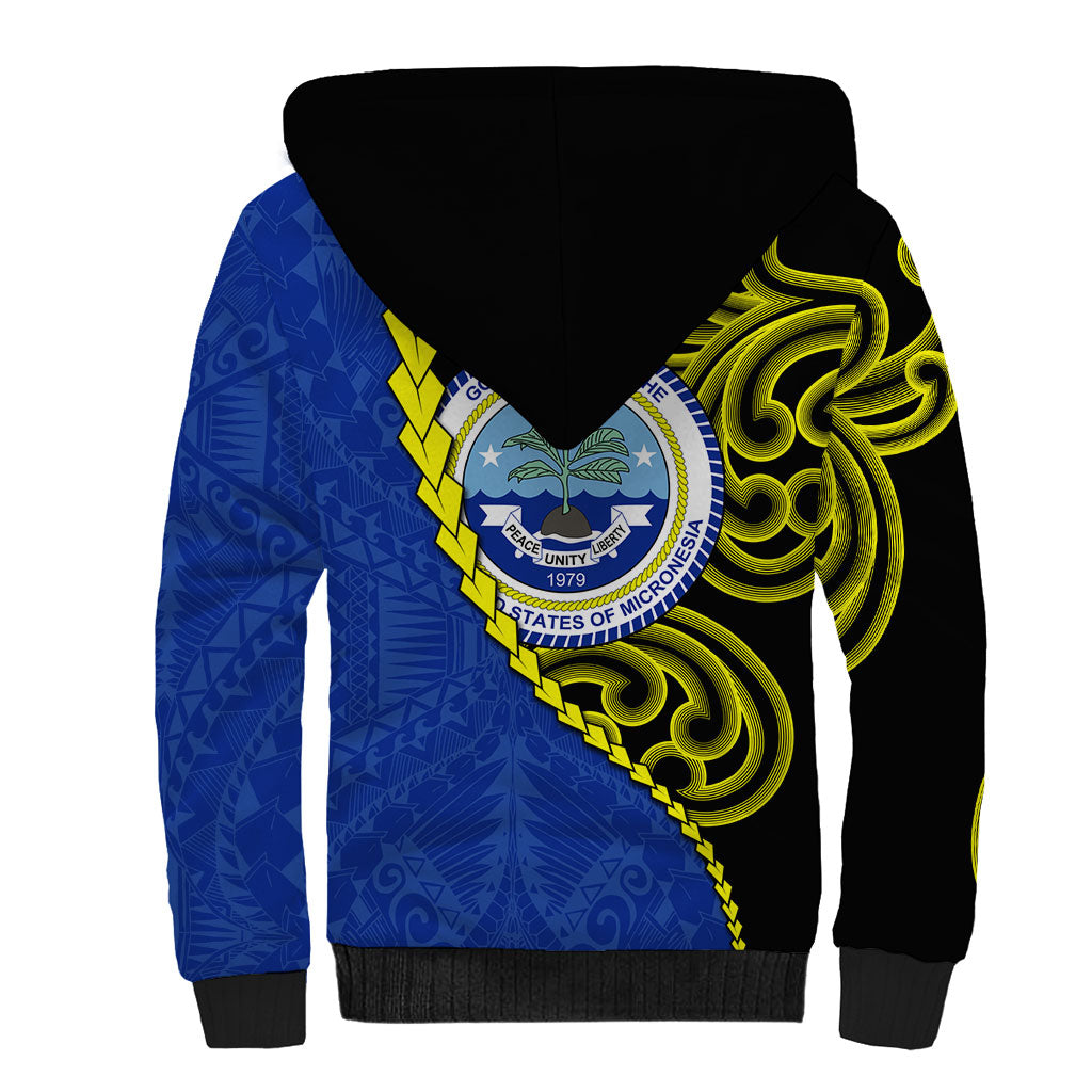 Federated States Of Micronesia FSM Sherpa Hoodie Pacific Islander Tribal Swirl Geometric Pattern
