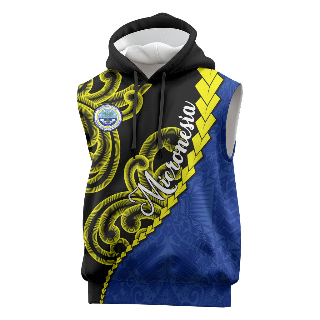 Federated States Of Micronesia FSM Sleeveless Hoodie Pacific Islander Tribal Swirl Geometric Pattern