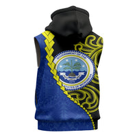 Federated States Of Micronesia FSM Sleeveless Hoodie Pacific Islander Tribal Swirl Geometric Pattern