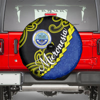 Federated States Of Micronesia FSM Spare Tire Cover Pacific Islander Tribal Swirl Geometric Pattern