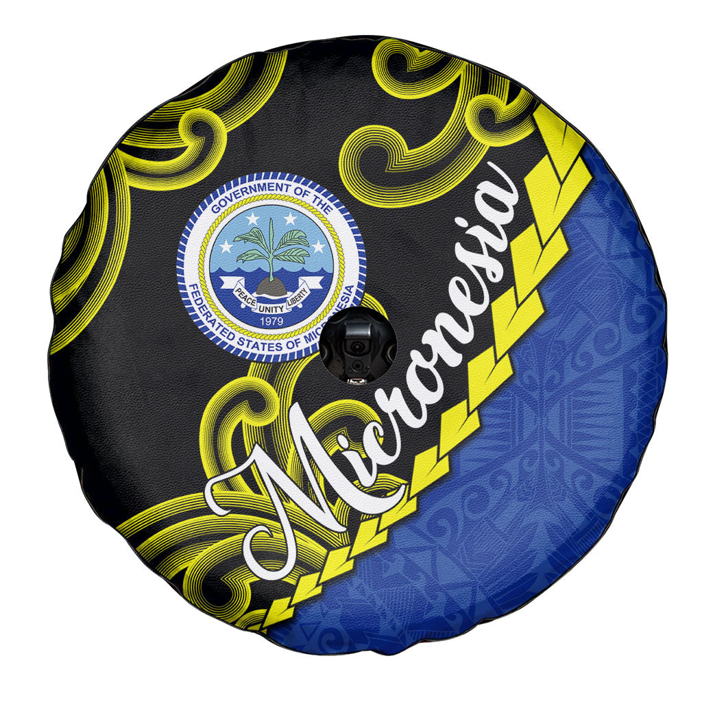Federated States Of Micronesia FSM Spare Tire Cover Pacific Islander Tribal Swirl Geometric Pattern