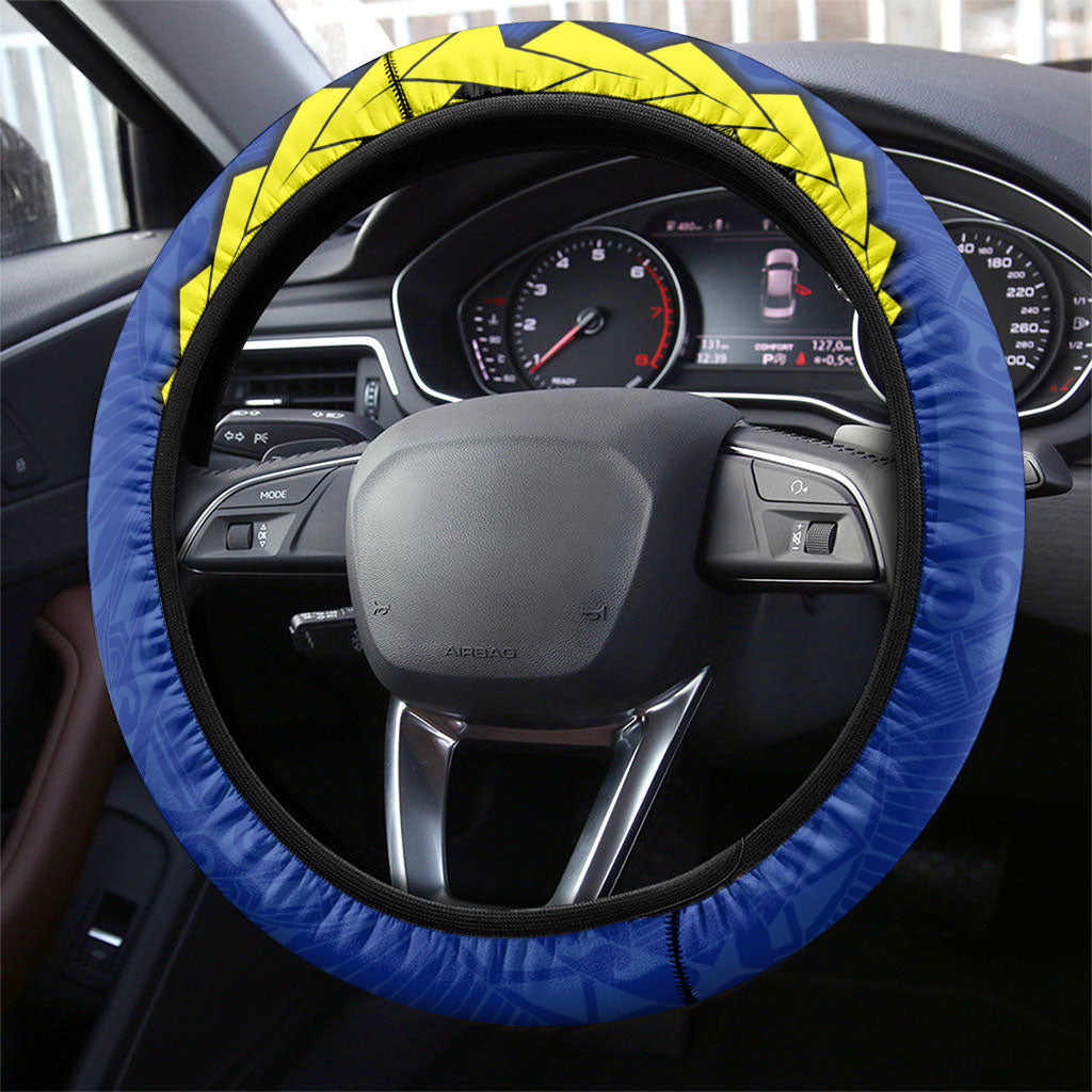 Federated States Of Micronesia FSM Steering Wheel Cover Pacific Islander Tribal Swirl Geometric Pattern