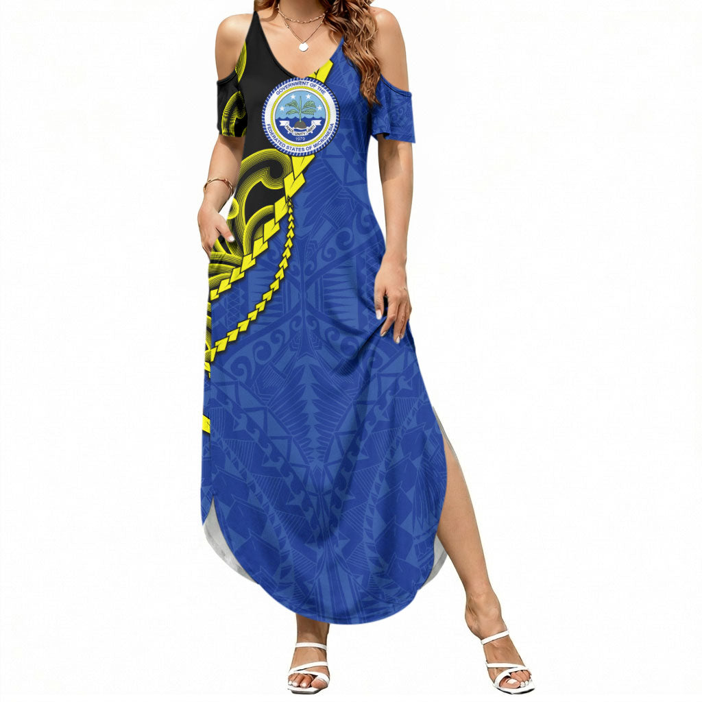 Federated States Of Micronesia FSM Summer Maxi Dress Pacific Islander Tribal Swirl Geometric Pattern