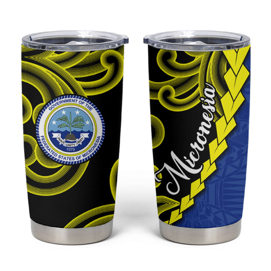 Federated States Of Micronesia FSM Tumbler Cup Pacific Islander Tribal Swirl Geometric Pattern