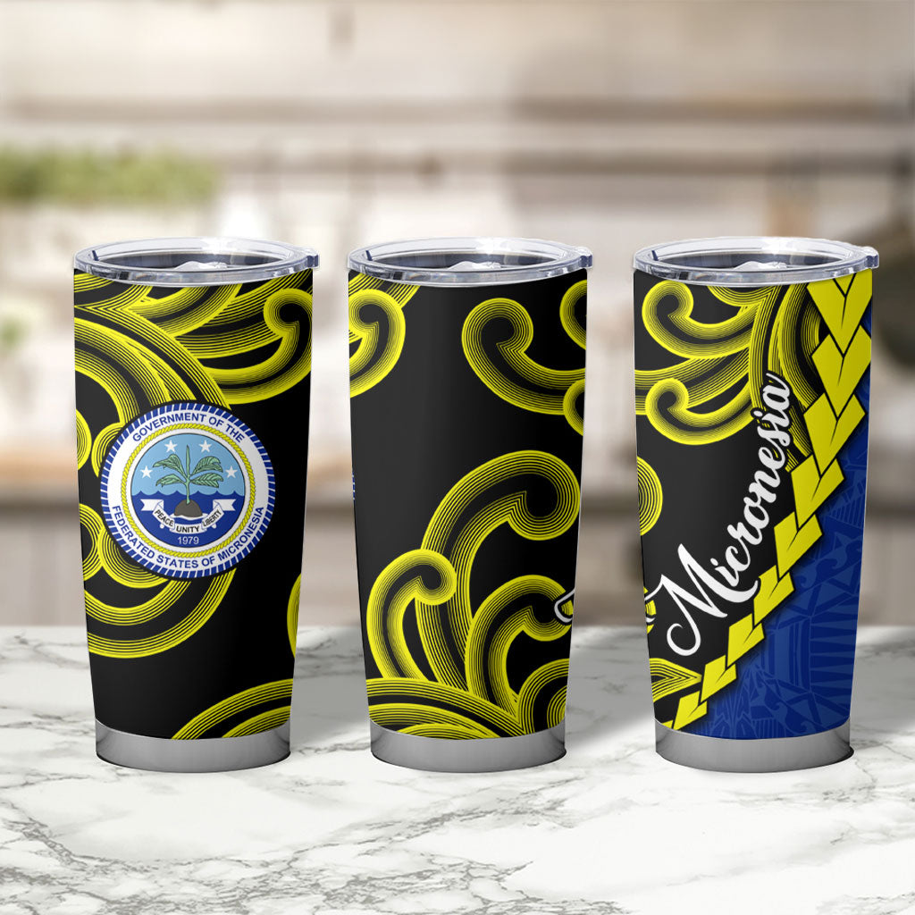 Federated States Of Micronesia FSM Tumbler Cup Pacific Islander Tribal Swirl Geometric Pattern