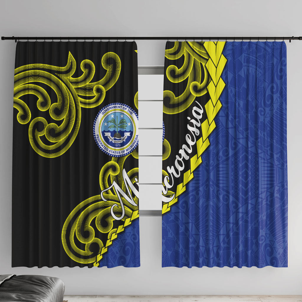 Federated States Of Micronesia FSM Window Curtain Pacific Islander Tribal Swirl Geometric Pattern