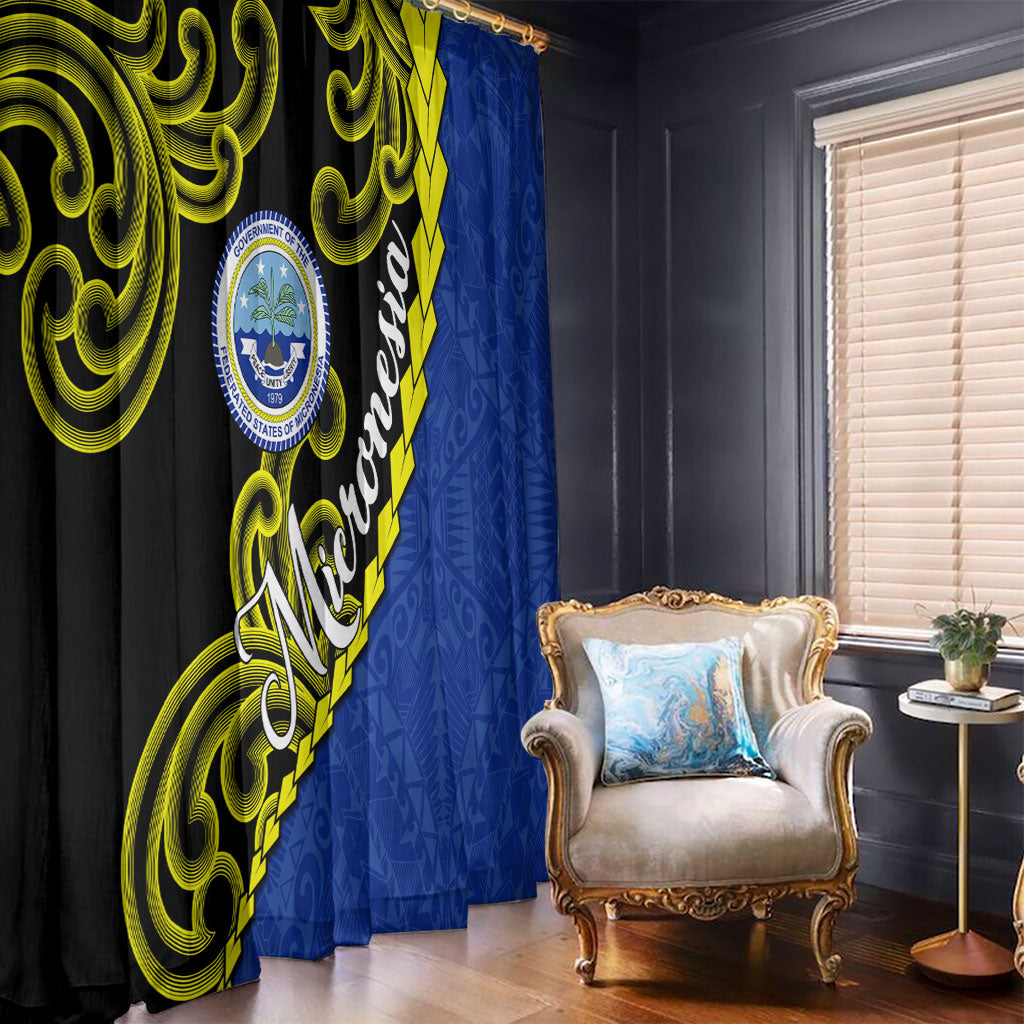 Federated States Of Micronesia FSM Window Curtain Pacific Islander Tribal Swirl Geometric Pattern