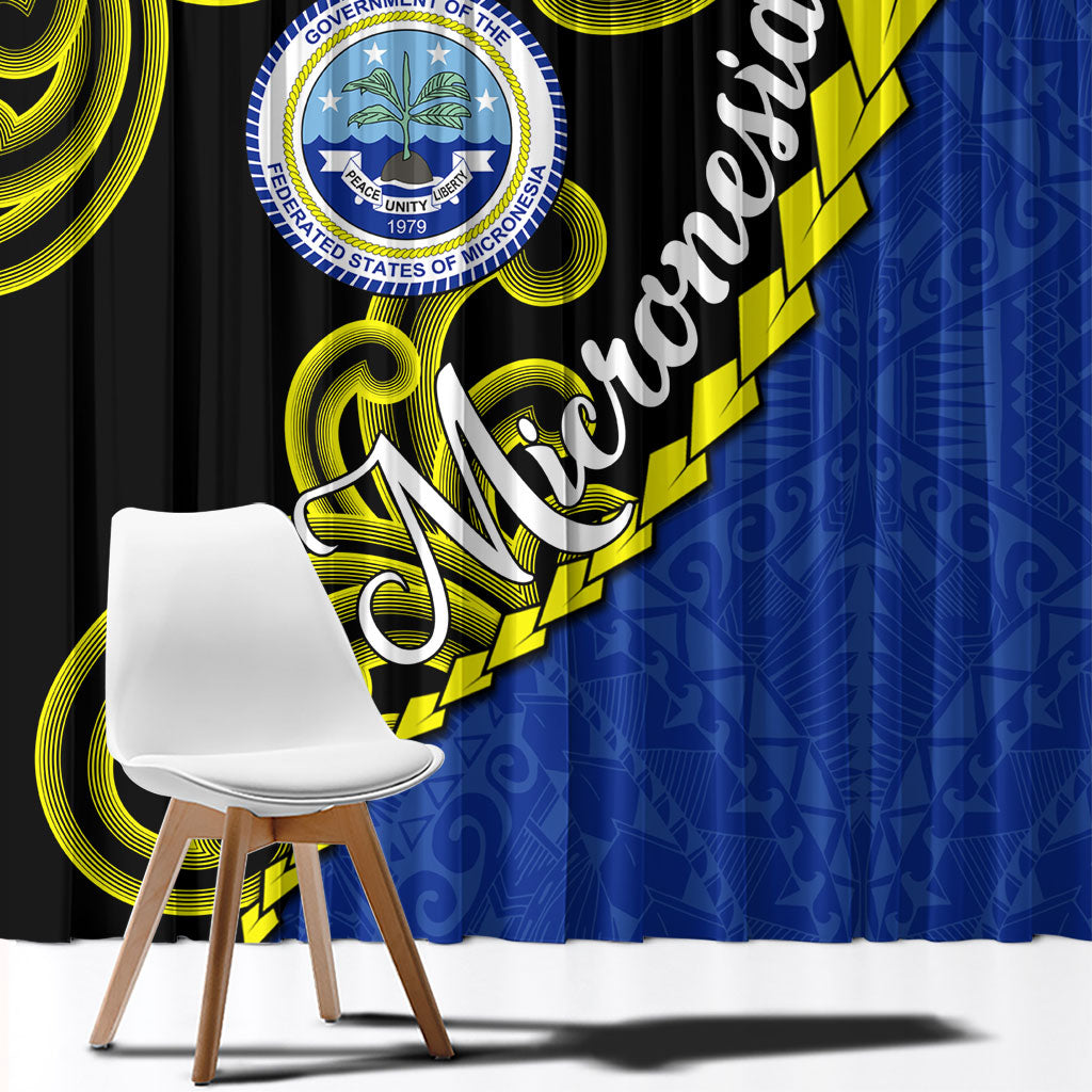 Federated States Of Micronesia FSM Window Curtain Pacific Islander Tribal Swirl Geometric Pattern