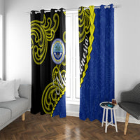 Federated States Of Micronesia FSM Window Curtain Pacific Islander Tribal Swirl Geometric Pattern