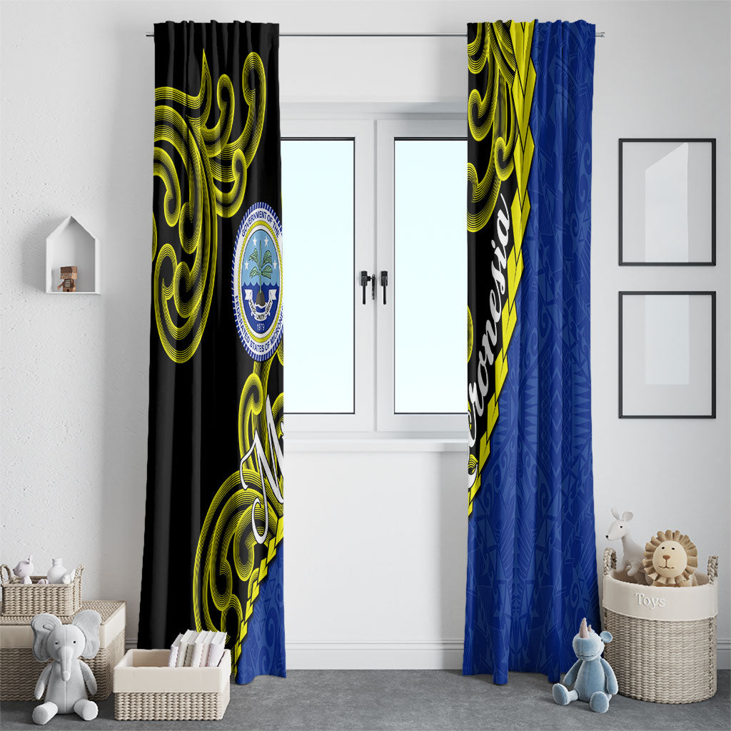 Federated States Of Micronesia FSM Window Curtain Pacific Islander Tribal Swirl Geometric Pattern