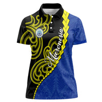 Federated States Of Micronesia FSM Women Polo Shirt Pacific Islander Tribal Swirl Geometric Pattern