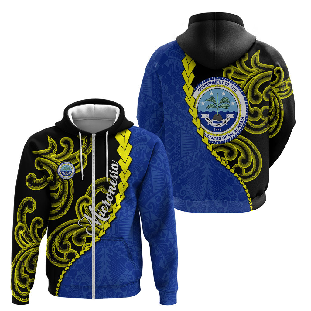 Federated States Of Micronesia FSM Zip Hoodie Pacific Islander Tribal Swirl Geometric Pattern