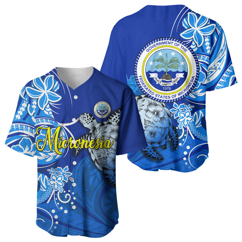 Micronesia Sea Turtle Baseball Jersey Federated States Of Micronesia Tribal Floral Pattern