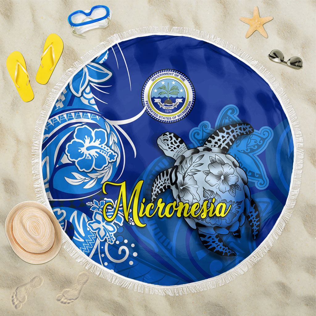 Micronesia Sea Turtle Beach Blanket Federated States Of Micronesia Tribal Floral Pattern