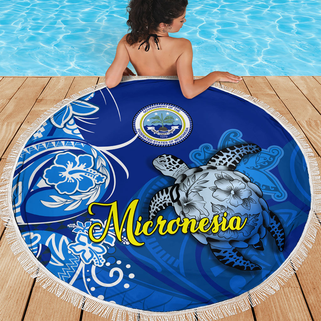 Micronesia Sea Turtle Beach Blanket Federated States Of Micronesia Tribal Floral Pattern