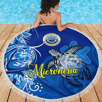 Micronesia Sea Turtle Beach Blanket Federated States Of Micronesia Tribal Floral Pattern