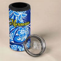 Micronesia Sea Turtle 4 in 1 Can Cooler Tumbler Federated States Of Micronesia Tribal Floral Pattern