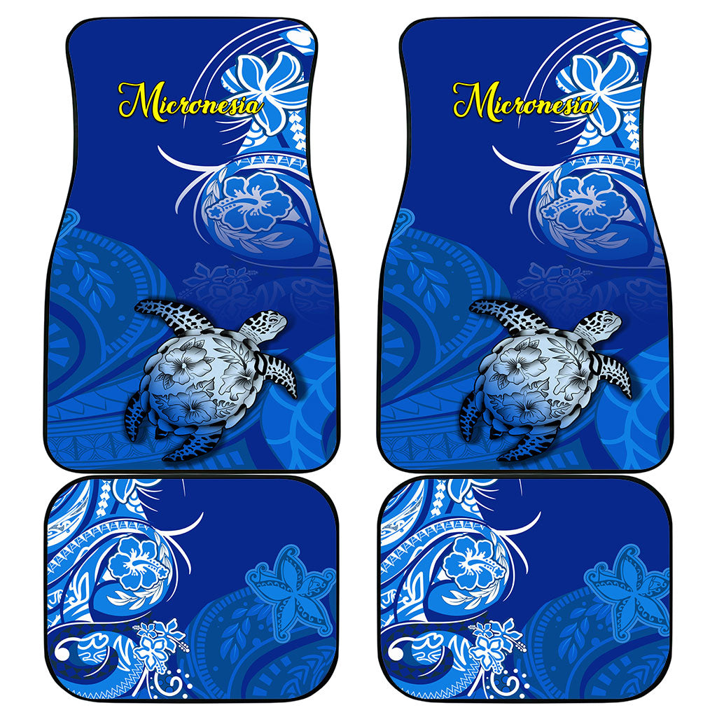 Micronesia Sea Turtle Car Mats Federated States Of Micronesia Tribal Floral Pattern