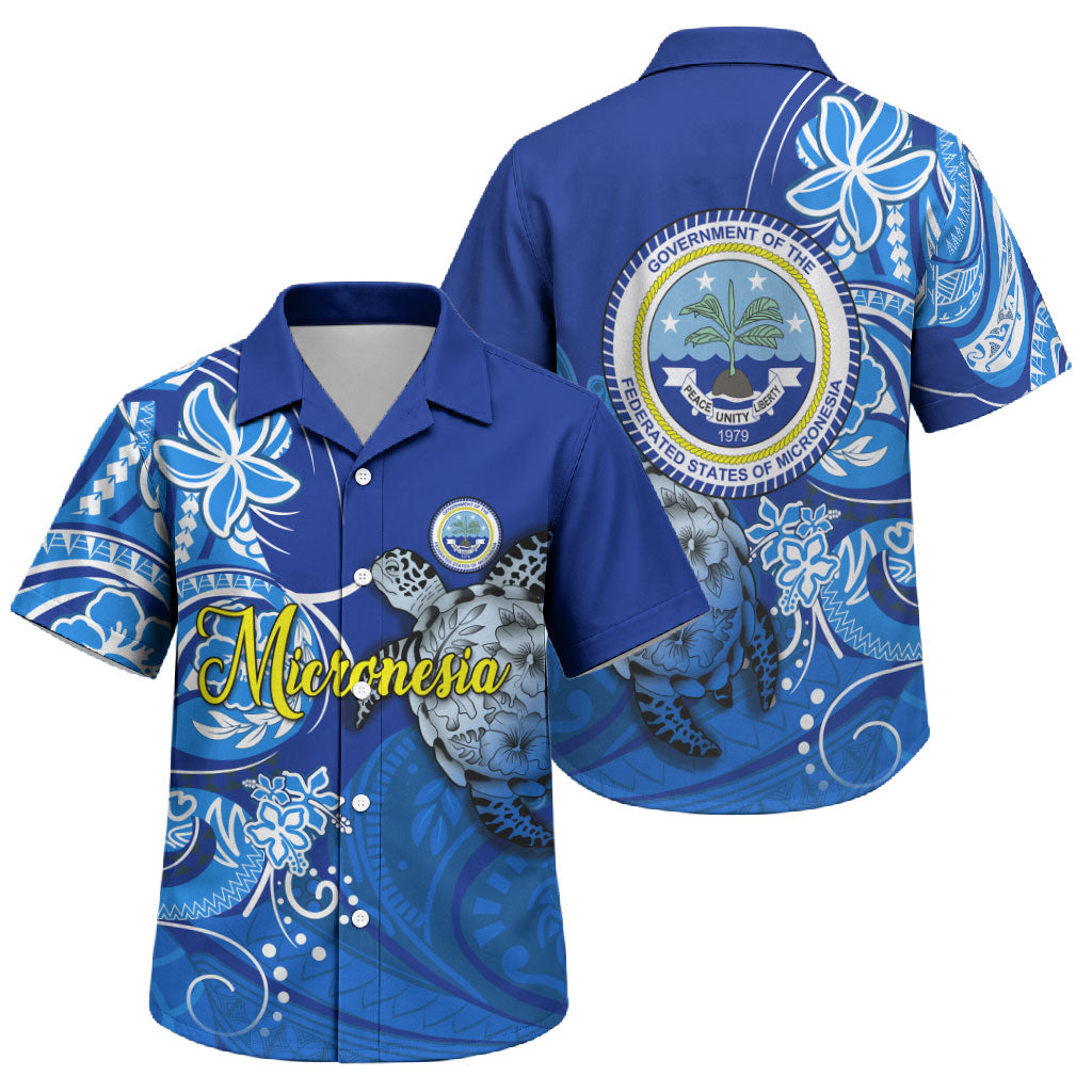 Micronesia Sea Turtle Family Matching Summer Maxi Dress and Hawaiian Shirt Federated States Of Micronesia Tribal Floral Pattern