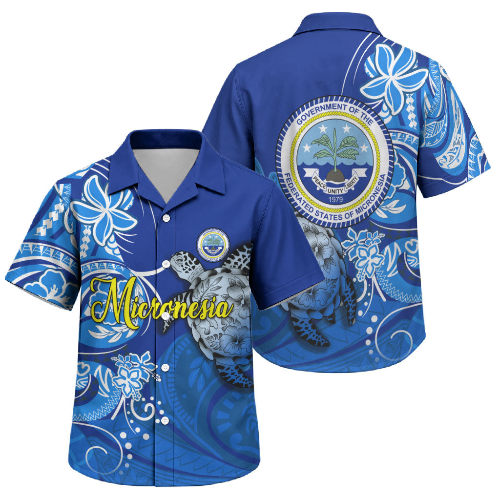 Micronesia Sea Turtle Family Matching Tank Maxi Dress and Hawaiian Shirt Federated States Of Micronesia Tribal Floral Pattern